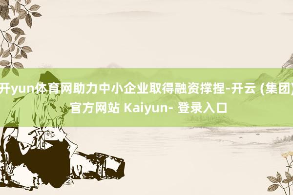 开yun体育网助力中小企业取得融资撑捏-开云 (集团) 官方网站 Kaiyun- 登录入口